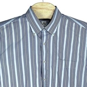 Peter Millar Men Large Cotton Blue Striped Long Sleeve Button Down Shirt **READ